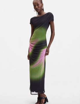 Robe en tulle dégradé, , Polyester, Noir, XS