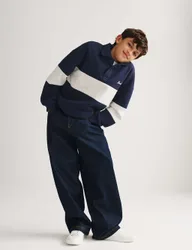 Cotton Rich Colourblock Rugby Sweatshirt (6-16 Yrs) Navy Mix male