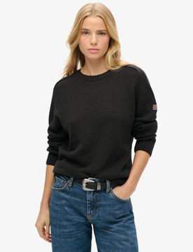 Superdry Damen Dunkelgrau Lässiges Strick-Sweatshirt mit Rundhalsausschnitt, Größe: 40