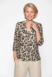 V-Bluse, 3/4 Arm, Alloverdruck female