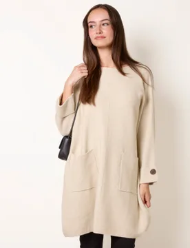 Front Seam Pocket Tunic - ONE / STONE MELANGE - female - Blue Vanilla - FashionsVida