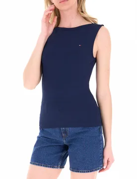 Canotta a costine BLU NAVY L - Tommy hilfiger - FashionsVida