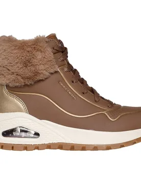 Baskets Uno Rugged Taupe Durabuck / Metallic Duraleather / Faux Fur EU 37 - Skechers - FashionsVida