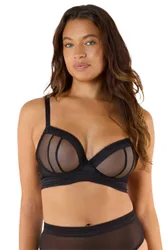 Women's Icon Black 'Sheer Plunge Bra' Size: 34D - Black - Size: 34D