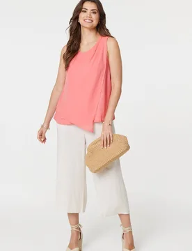 Women's Asymmetric Pleat Front Blouse Top in Pink Size: 12 - Pink - Size: 12 - Izabel London - FashionsVida