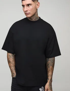 Men's Tall Oversized Super Heavy T-Shirt Black Size X-Large Black XL - boohooMAN - FashionsVida
