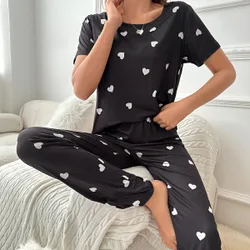 Conjunto de pijama con estampado de corazón