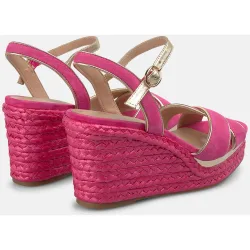 Sandalias de cuña de mujer de esparto con doble tira en la parte frontal