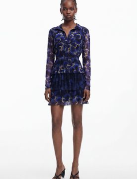 Robe conçue par Mr. Christian Lacroix, Polyester, Bleu, XS