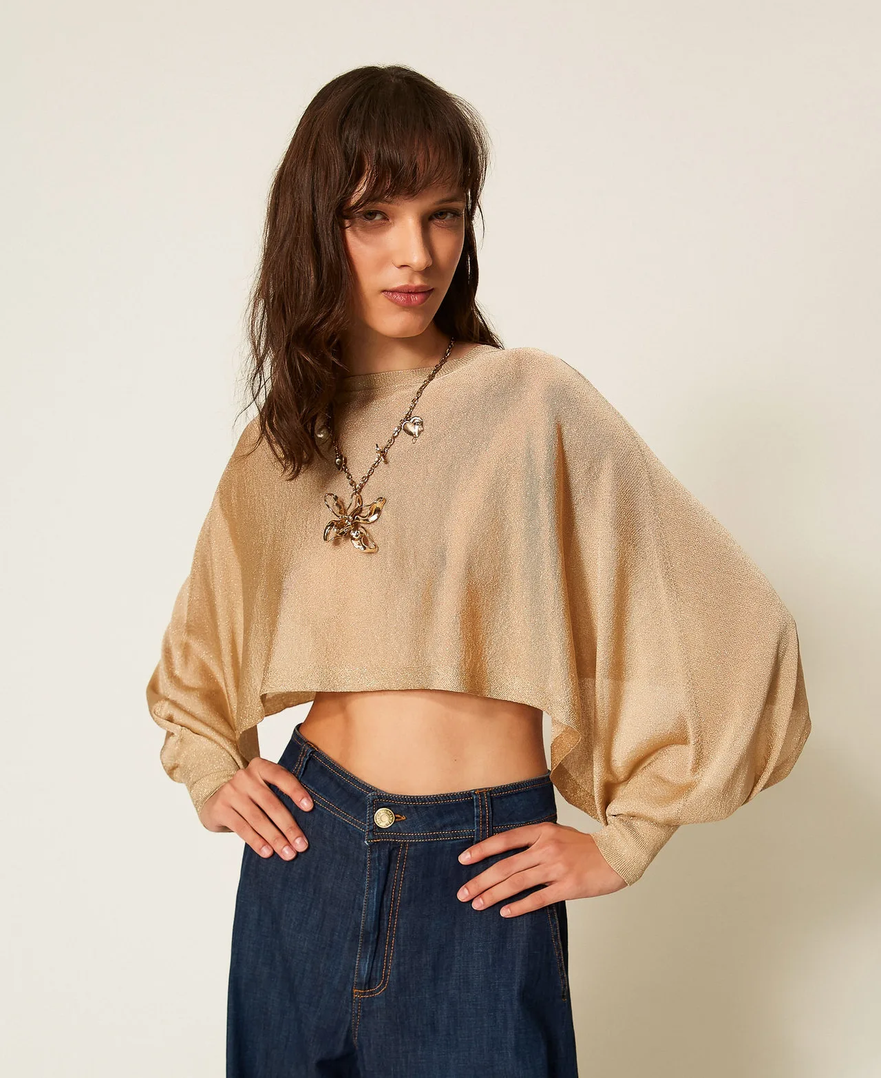 Twinset Pull cropped avec lurex - TWINSET - FashionsVida