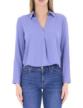 Blusa misto seta AZZURRO POLVERE 48