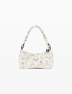Bolso pequeño trenzado lettering, Mujer, Poliuretano, Blanco, U