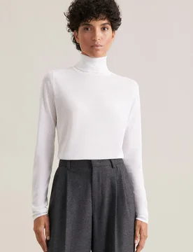 THE ESSENTIAL Feinstrick Rollkragenpullover mit Seide Weiß L - Seidensticker.com - FashionsVida