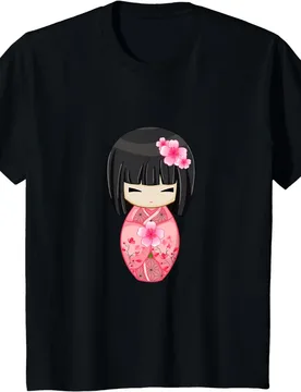 Cherry Blossom Geisha Japanese Kokeshi Doll T-Shirt for Women Girls Graphic T Shirts Oversized T Shirt COTTON - Aliexpress - FashionsVida