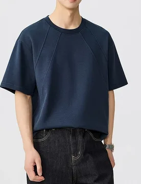 Men's Heavy Short-sleeved T-shirt Shoulder Sleeves 2026 Summer Loose and Versatile Casual Top - Aliexpress - FashionsVida