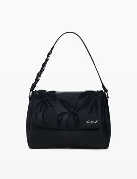 Mochila mediana bordados charms, Mujer, Poliuretano, Negro, U