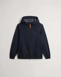 Bomber antivento blu con cappuccio