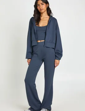 Womens Soft Touch 3 Piece Tracksuit Set - Grey Viscose - Size Medium - Boohoo - FashionsVida