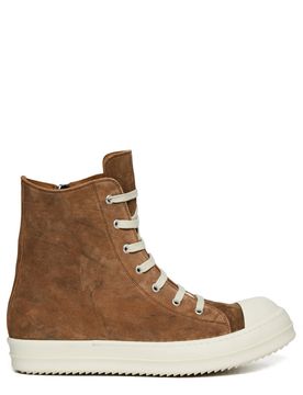 Men's Leather Lace-Up Sneakers with Side Zip