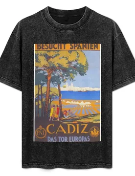 Cadiz Spain Vintage Travel Poster T-Shirt Stain Resistant Casual Tee - Aliexpress - FashionsVida