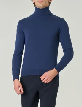 Dolcevita Pellizzari blu indaco in misto lana e cachemire finezza 12 - Rodolfo Pellizzari - FashionsVida
