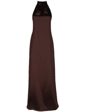 Shiny Long Dress in Iridescent Satin with Open Back