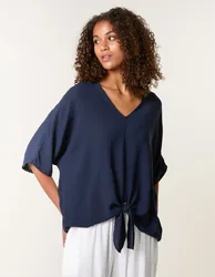 Tie Knot Blouse - S/M / NAVY - female