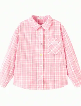 Camisa de manga larga a cuadros para niñas primavera 2026, top de moda - Shein - FashionsVida