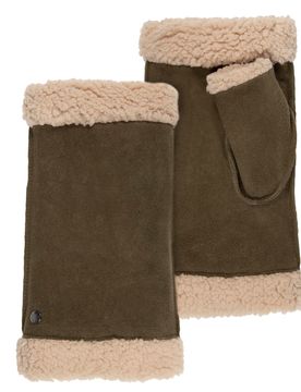 Mitaines cuir velours fourré Olive olive 7.5