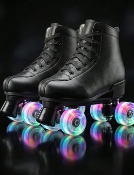 Par de patines de ruedas de 4 ruedas con cordones y parte superior alta de PU - Shein - FashionsVida