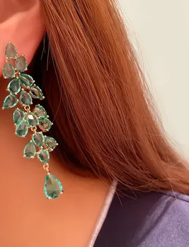 New Arrival Green Color Leaves Women Cubic Zirconia Long Earrings High Quality Jewelry Wedding Active Dangle Style Gifts - Aliexpress - FashionsVida