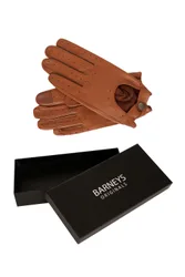 Mens Gift Boxed Tan Leather Driving Gloves - Size Medium/large