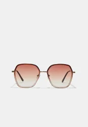 Große quadratische Metallbrille Braun OS