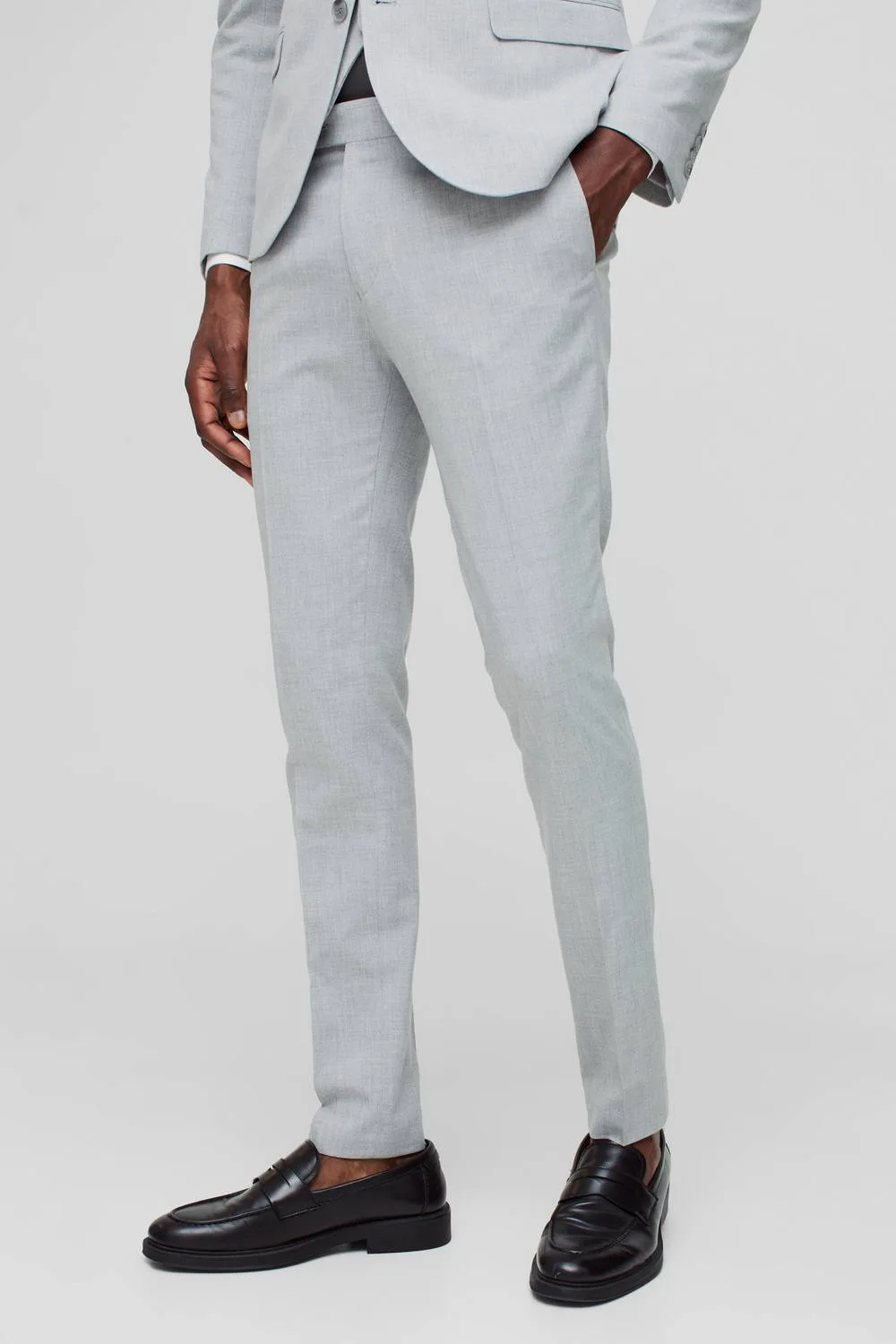 Herren Super Skinny Graue Anzughose Grey Größe 30 - boohooMAN - FashionsVida