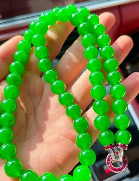 Authentic ice full necklace, old mine Burmese jadeite imperial green bracelet, round bead string - Aliexpress - FashionsVida