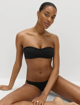 Padded Twist Front Bandeau Bikini Top Black female - M&S - FashionsVida
