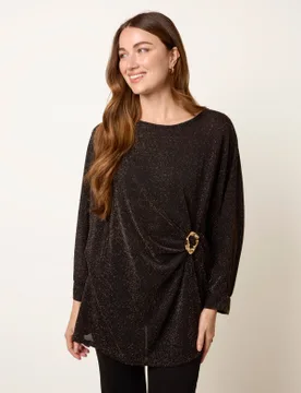 Buckle Metallic Top - ONE / BLACK/GOLD - female - Blue Vanilla - FashionsVida