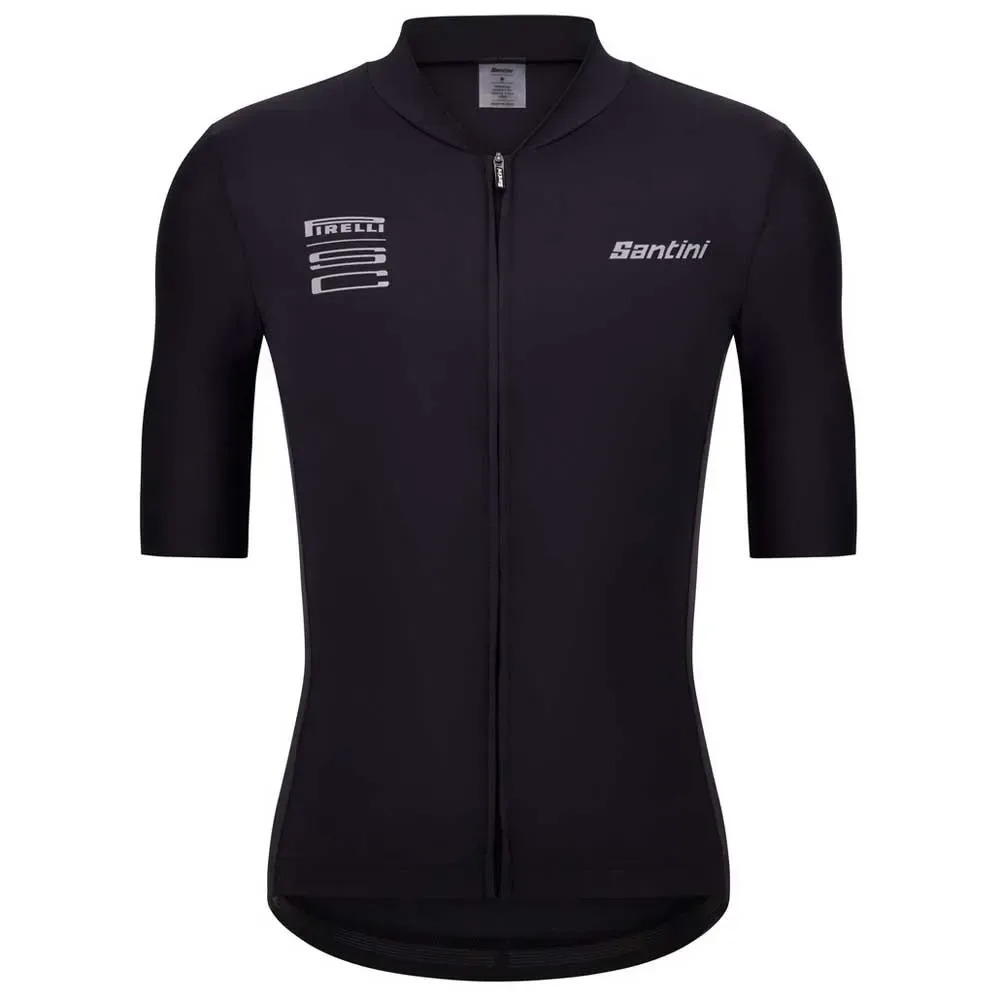 Maglia A Maniche Corte Pirelli Wheel Black - Santini - FashionsVida