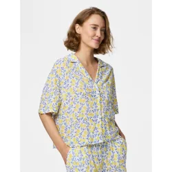 Camisa de manga corta de estampado de limones de mujer
