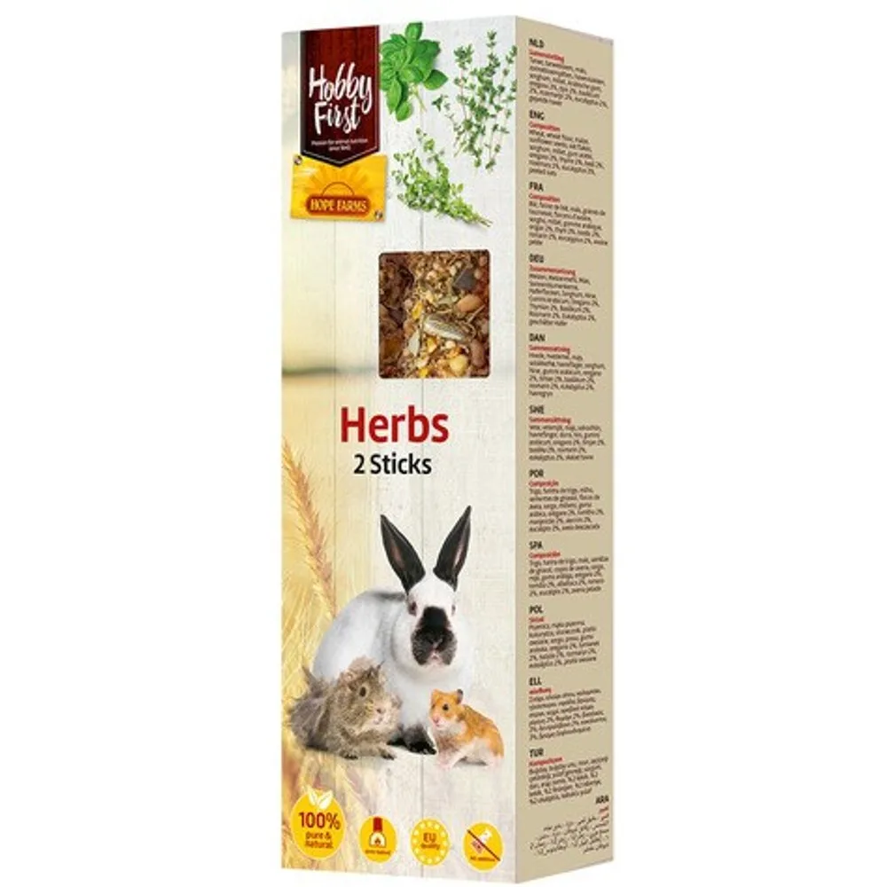 Snack para conejos y roedores Hoby First barritas de hierbas 2 sticks - Hobby First - FashionsVida