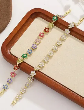Sparkling Flower Bracelet Unique Light Luxury Colorful Zircon Bangle Elegant Flowers Versatile Dopamine Wrist Jewelry - Aliexpress - FashionsVida