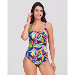 Bañador mujer escote redondo tirantes anchos