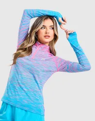 Trail Seamless 1/4 Zip Top Damen - Damen, Blau - female - Size: XS