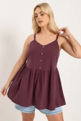 Women's Cheesecloth Sleeveless Top in Plum Size: 22-24 - Plum - Size: 22-24