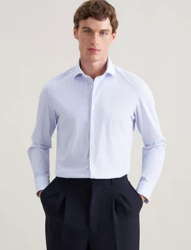 Slim Performance-Hemd Druck Blau 40 - Seidensticker - FashionsVida