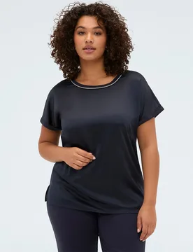 Camiseta de mujer bimaterial con aplicaciones luminosas ajuste y diseño para el máximo confort - Fiorella Rubino - FashionsVida