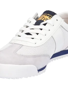 Zapatillas deportivas de mujer de piel troquelado con franja lateral de rayas - Kangaroos - FashionsVida
