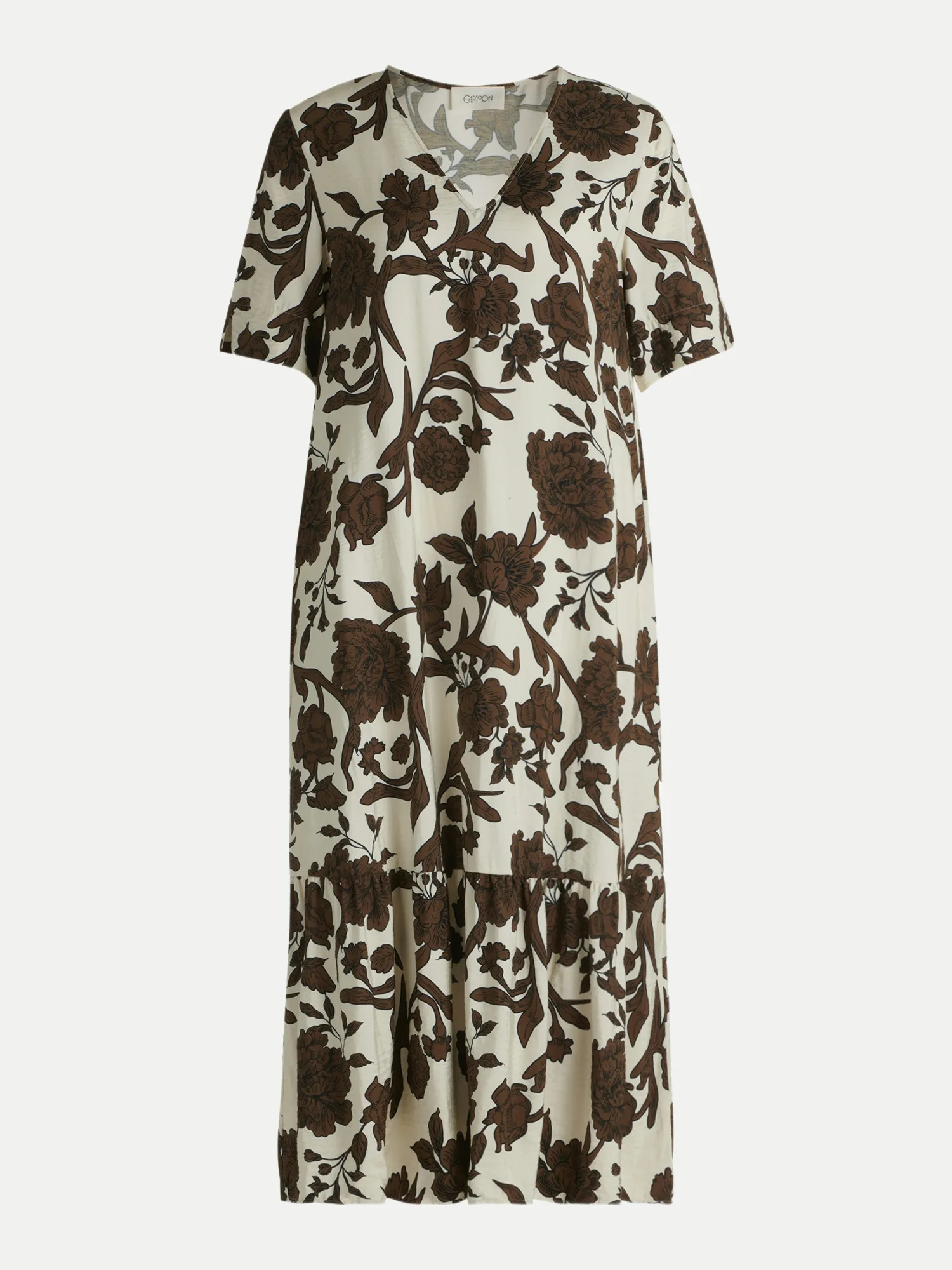 Midikleid im Floralmuster Braun 36 - Cartoon - FashionsVida
