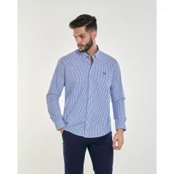 Camisa popelín de hombre corte regular estampado rayas color