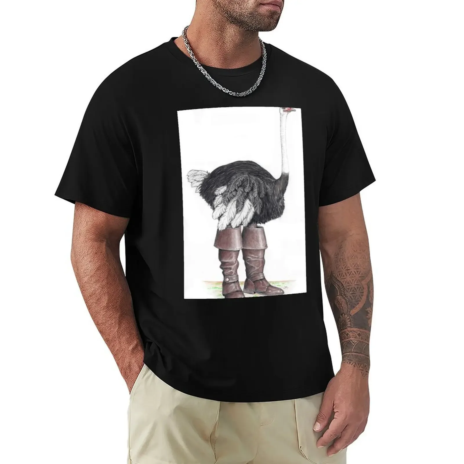Ostrich in Musketeer boots T-Shirt Basic Solid Color Casual Tee Shirt - Aliexpress - FashionsVida